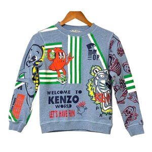 Kenzo Boys Food Fiesta Graphic Sweatshirt Crew Neck Embroidered Cotton Size 12A